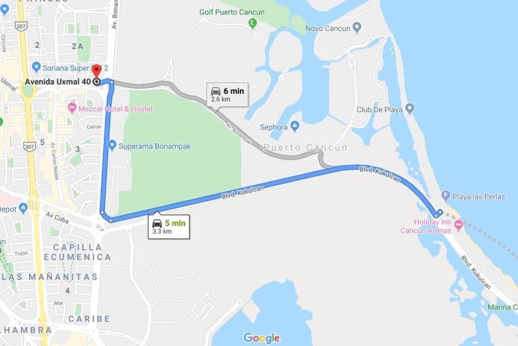 Alojate A 5 Min De La Playa Y Del Centro De Канкун Екстериор снимка